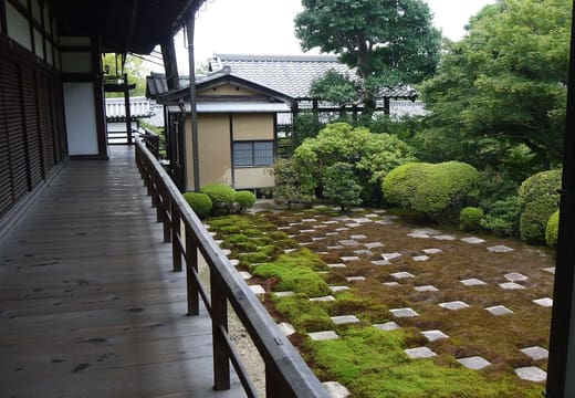 The checkerboard moss and stone garden at Tofuku-ji seen from the veranda